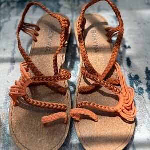 Women's Orange Braided Sandals - BOKYNA
